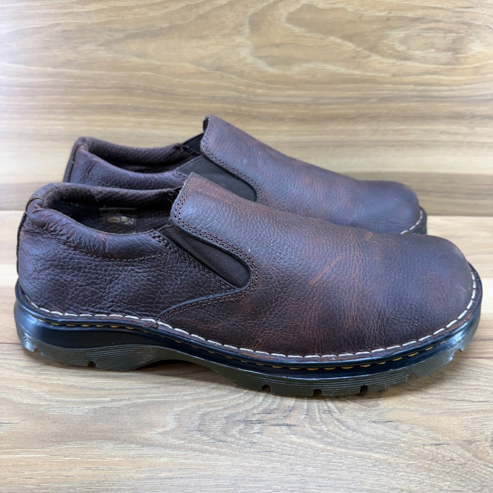 Dr Martens Bryce Slip On Mens 10 Brown Tumbled Leather Business Casual Travel
